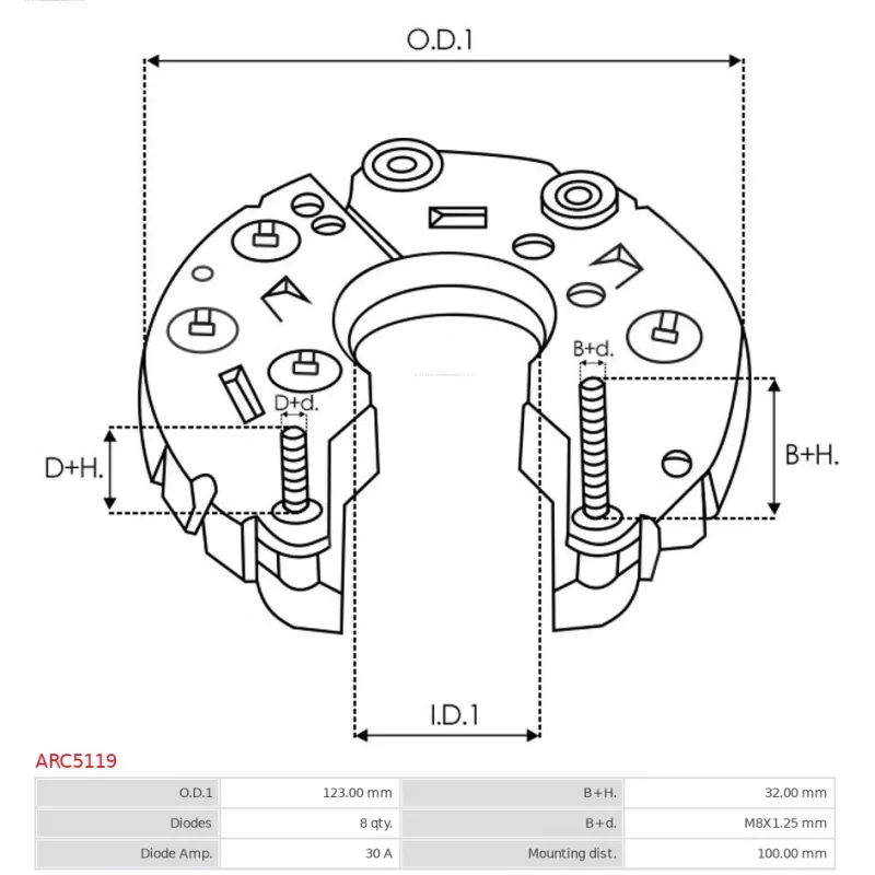 Pont de diodes, alternateur AS-PL ARC5119 - Visuel 2