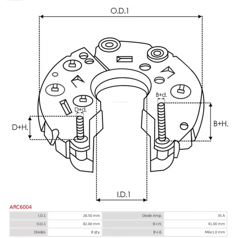 Pont de diodes, alternateur AS-PL ARC6004 - Visuel 2