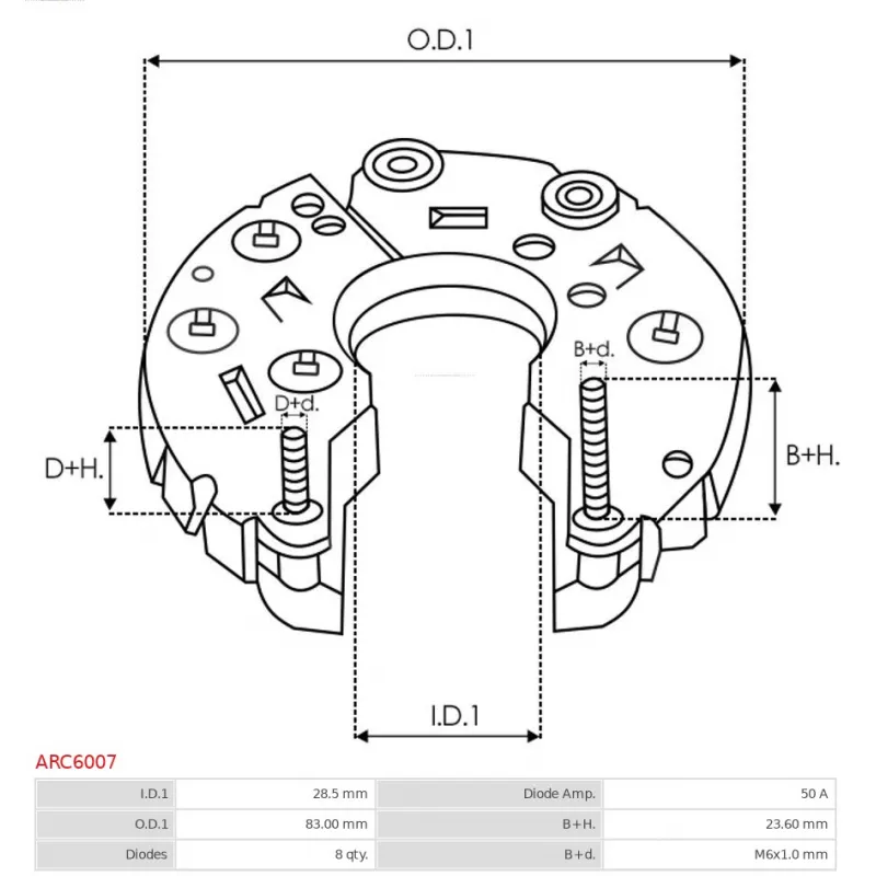 Pont de diodes, alternateur AS-PL ARC6007 - Visuel 2