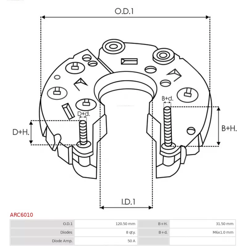 Pont de diodes, alternateur AS-PL ARC6010 - Visuel 2