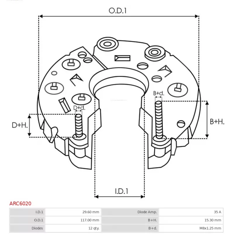 Pont de diodes, alternateur AS-PL ARC6020 - Visuel 2
