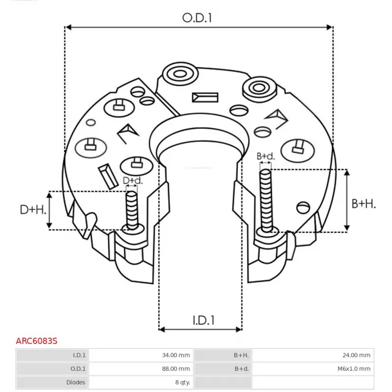 Pont de diodes, alternateur AS-PL ARC6083S - Visuel 2
