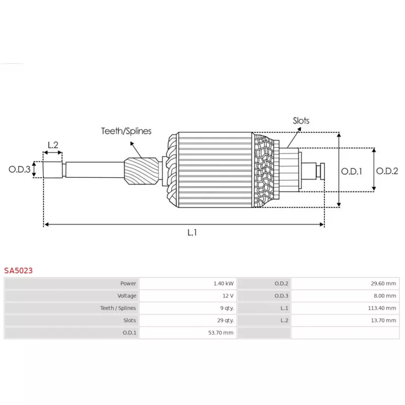 Induit, démarreur AS-PL SA5023 - Visuel 1