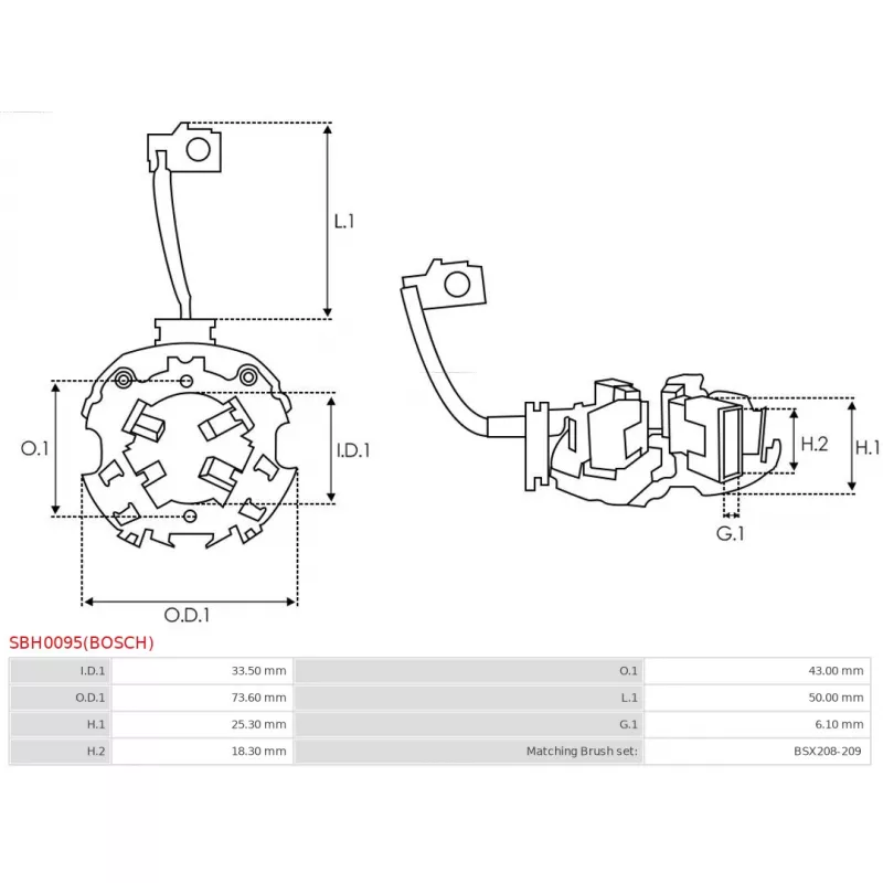 Porte-balais AS-PL SBH0095(BOSCH) - Visuel 1