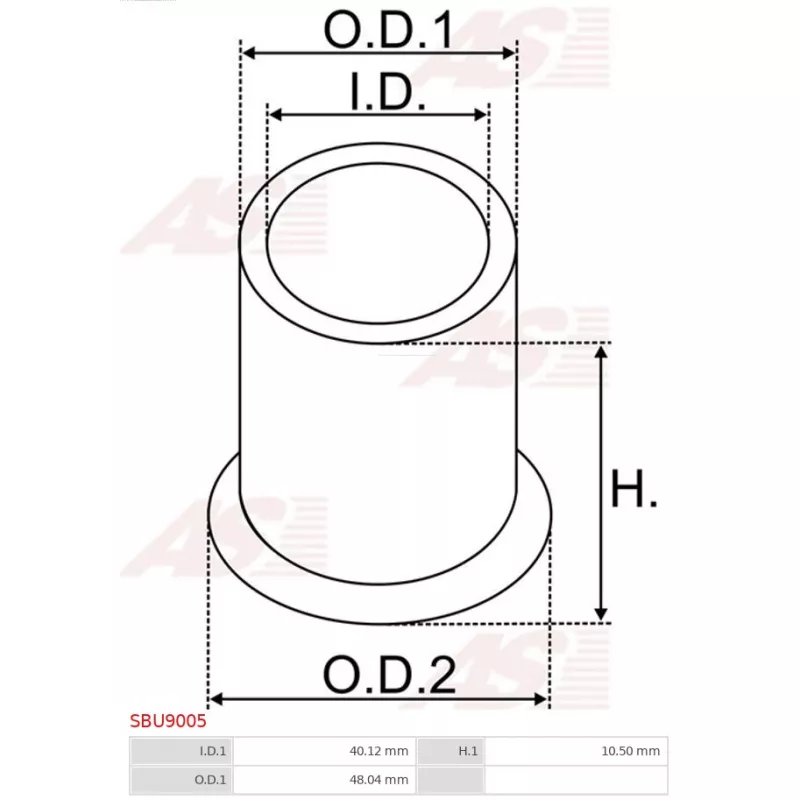Douille, arbre de démarreur AS-PL SBU9005 - Visuel 1