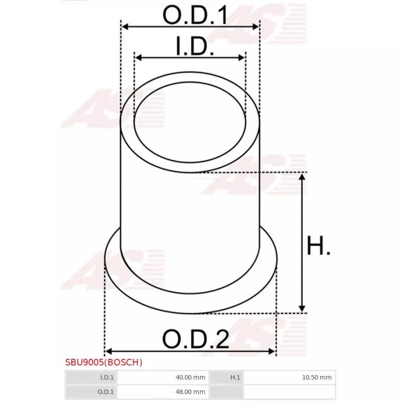 Douille, arbre de démarreur AS-PL SBU9005(BOSCH) - Visuel 1