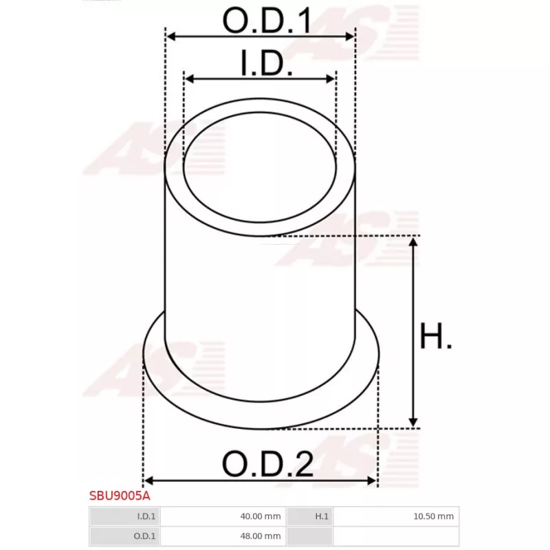 Douille, arbre de démarreur AS-PL SBU9005A - Visuel 1