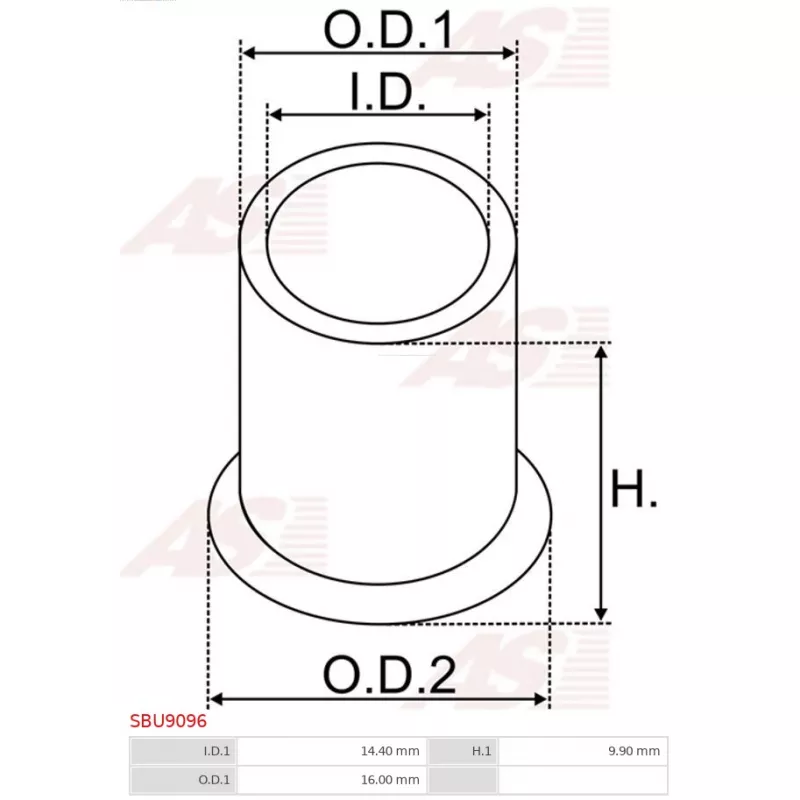 Douille, arbre de démarreur AS-PL SBU9096 - Visuel 1