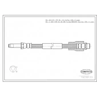 Flexible de frein CORTECO 19036133 pour MERCEDES-BENZ SPRINTER 419 CDI - 190cv