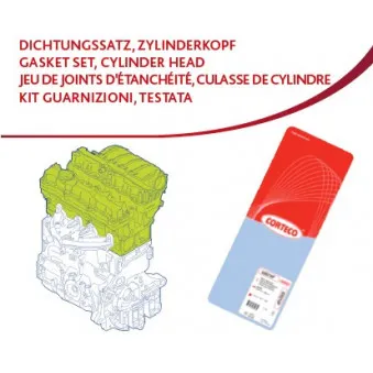 Jeu de joints d'étanchéité, culasse de cylindre CORTECO OEM 7701203740