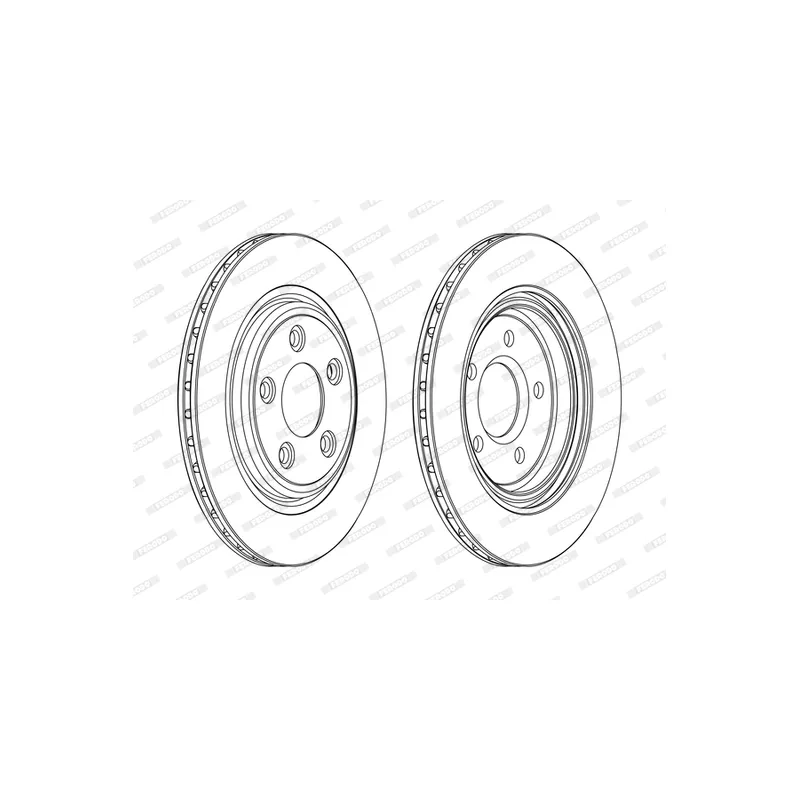 Jeu de 2 disques de frein arrière FERODO DDF1108C - Visuel 1