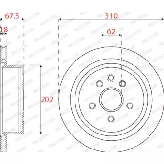 Jeu de 2 disques de frein arrière FERODO DDF1878C pour HONDA CONCERTO 300 - 249cv