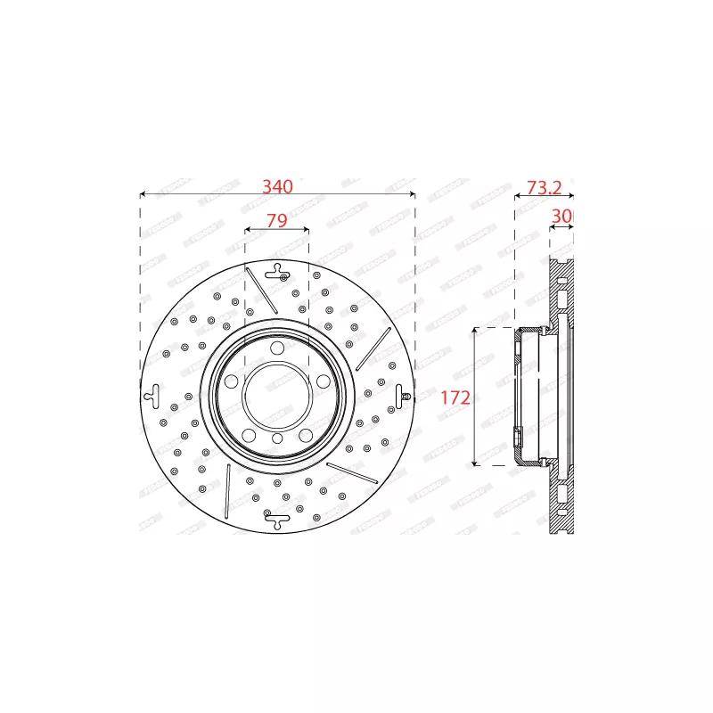 Jeu de 2 disques de frein avant FERODO DDF2615VC-1 - Visuel 1