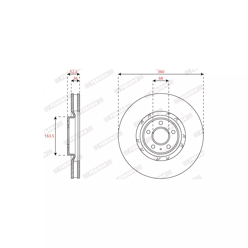 Disque de frein arrière gauche FERODO DDF2774LC-1 - Visuel 1