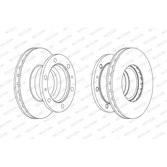 Jeu de 2 disques de frein avant FERODO FCR105A pour IVECO EUROCARGO 65 E 14, 65 E 14 P - 136cv