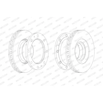 Jeu de 2 disques de frein avant FERODO FCR111A pour IVECO EUROCARGO 180 E 24 K tector - 240cv