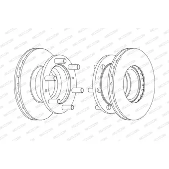 Jeu de 2 disques de frein avant FERODO FCR233A pour IVECO EUROCARGO 90 E 21, 90 E 21 D tector, 90 E 21 DP tector, 90 E 22 tector - 209cv