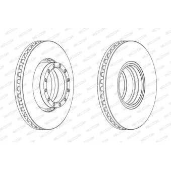 Jeu de 2 disques de frein avant FERODO FCR251A pour IVECO EUROSTAR LD 260 E 40 - 400cv