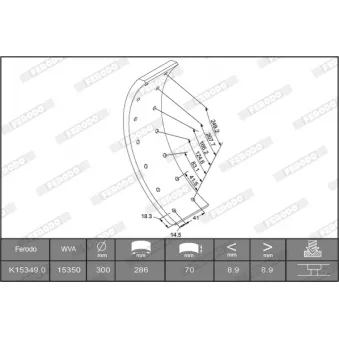 FERODO K15349.1-F3658 - Kit de garnitures de frein, frein à tambour