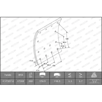 FERODO K17357.0-F3661 - Kit de garnitures de frein, frein à tambour