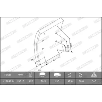 Kit de garnitures de frein, frein à tambour FERODO K19010.1-F3658 pour DAF 95 XF FAC 95 XF 380 - 381cv