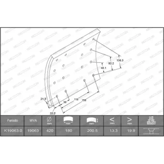 Kit de garnitures de frein, frein à tambour FERODO K19063.0-F3658 pour DAF 85 FTT 85,330 - 329cv