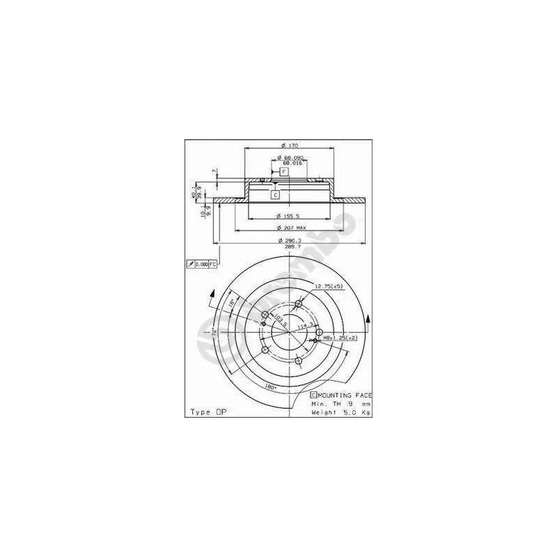 Jeu de 2 disques de frein arrière BREMBO 08.5295.10 - Visuel 1