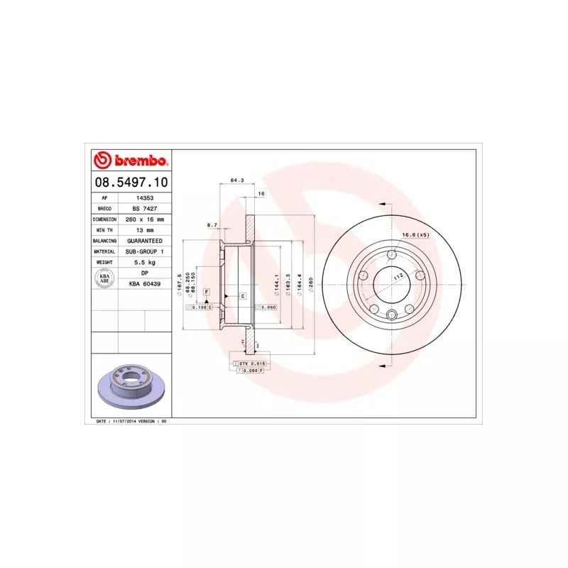 Jeu de 2 disques de frein avant BREMBO 08.5497.10 - Visuel 1