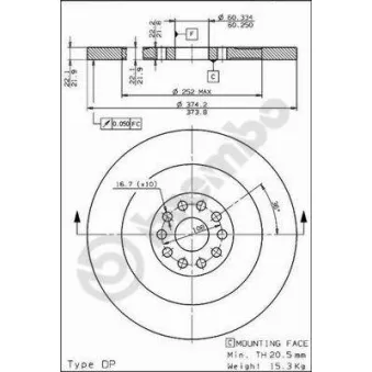 BREMBO 08.6750.10 - Jeu de 2 disques de frein arrière