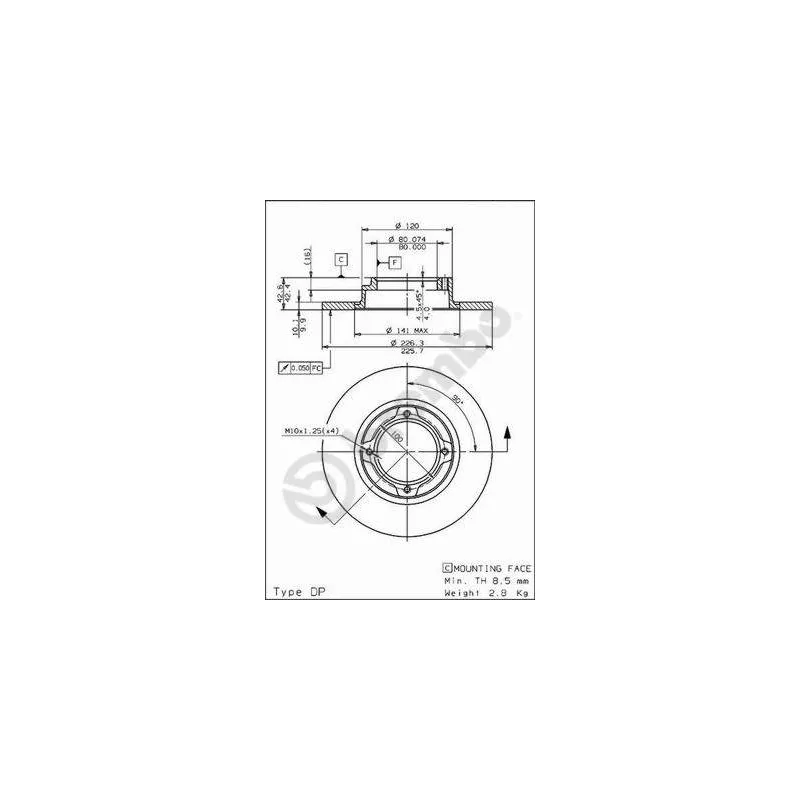 Jeu de 2 disques de frein arrière BREMBO 08.6858.10 - Visuel 1