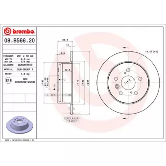Jeu de 2 disques de frein arrière BREMBO OEM 4243133150