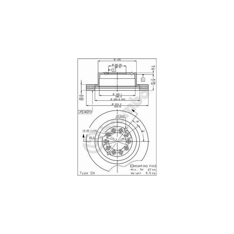 Jeu de 2 disques de frein arrière BREMBO 09.3033.10 - Visuel 1