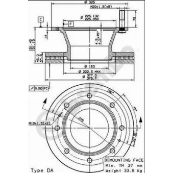 Jeu de 2 disques de frein arrière BREMBO 09.7929.90 pour IVECO EUROCARGO 130 E 28 tector - 275cv