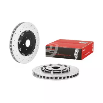 Jeu de 2 disques de frein avant BREMBO 09.A187.13 pour NISSAN GT-R 3.8 V6 4WD - 480cv