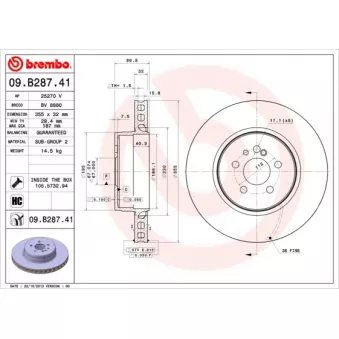 Jeu de 2 disques de frein arrière BREMBO 09.B287.41