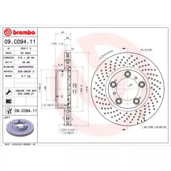 Disque de frein avant gauche BREMBO OEM 99635140500