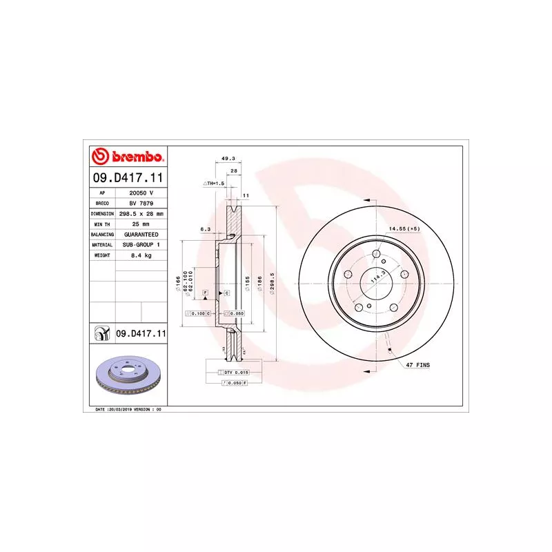 Jeu de 2 disques de frein avant BREMBO 09.D417.11 - Visuel 1