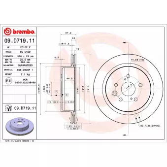 BREMBO 09.D719.11 - Jeu de 2 disques de frein arrière