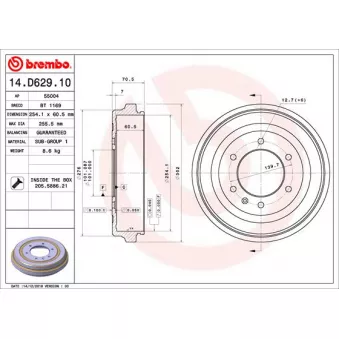 Tambour de frein BREMBO 14.D629.10