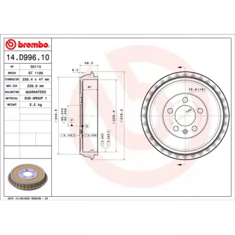 Tambour de frein BREMBO 14.D996.10