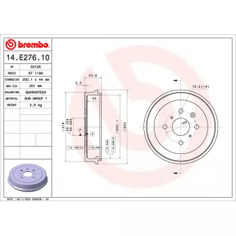 BREMBO 14.E276.10 - Tambour de frein