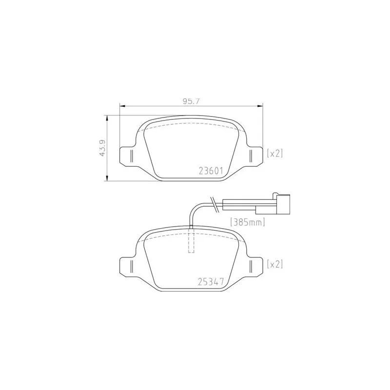 Jeu de 4 plaquettes de frein arrière BREMBO P 23 181 - Visuel 1