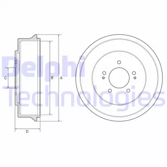 Tambour de frein DELPHI BF585 pour HYUNDAI H-1 2.5 TD - 101cv