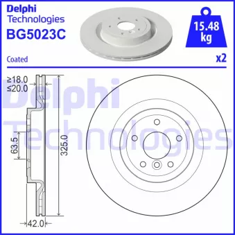 DELPHI BG5023C - Jeu de 2 disques de frein arrière