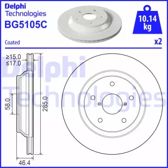 Jeu de 2 disques de frein avant DELPHI BG5105C