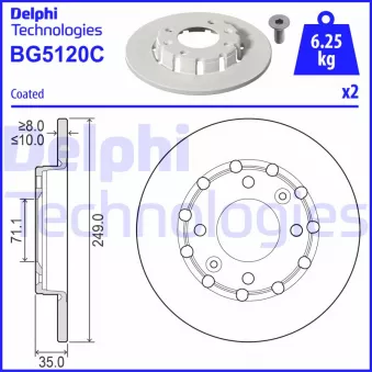 DELPHI BG5120C - Jeu de 2 disques de frein arrière