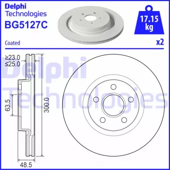 DELPHI BG5127C - Jeu de 2 disques de frein avant
