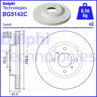 DELPHI BG5142C - Jeu de 2 disques de frein avant