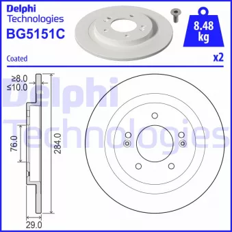 DELPHI BG5151C - Jeu de 2 disques de frein arrière