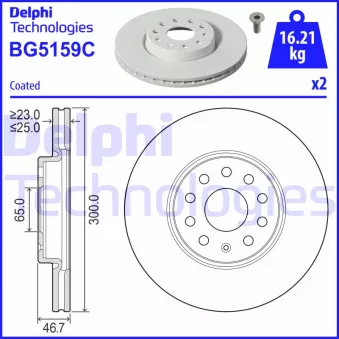 DELPHI BG5159C - Jeu de 2 disques de frein arrière